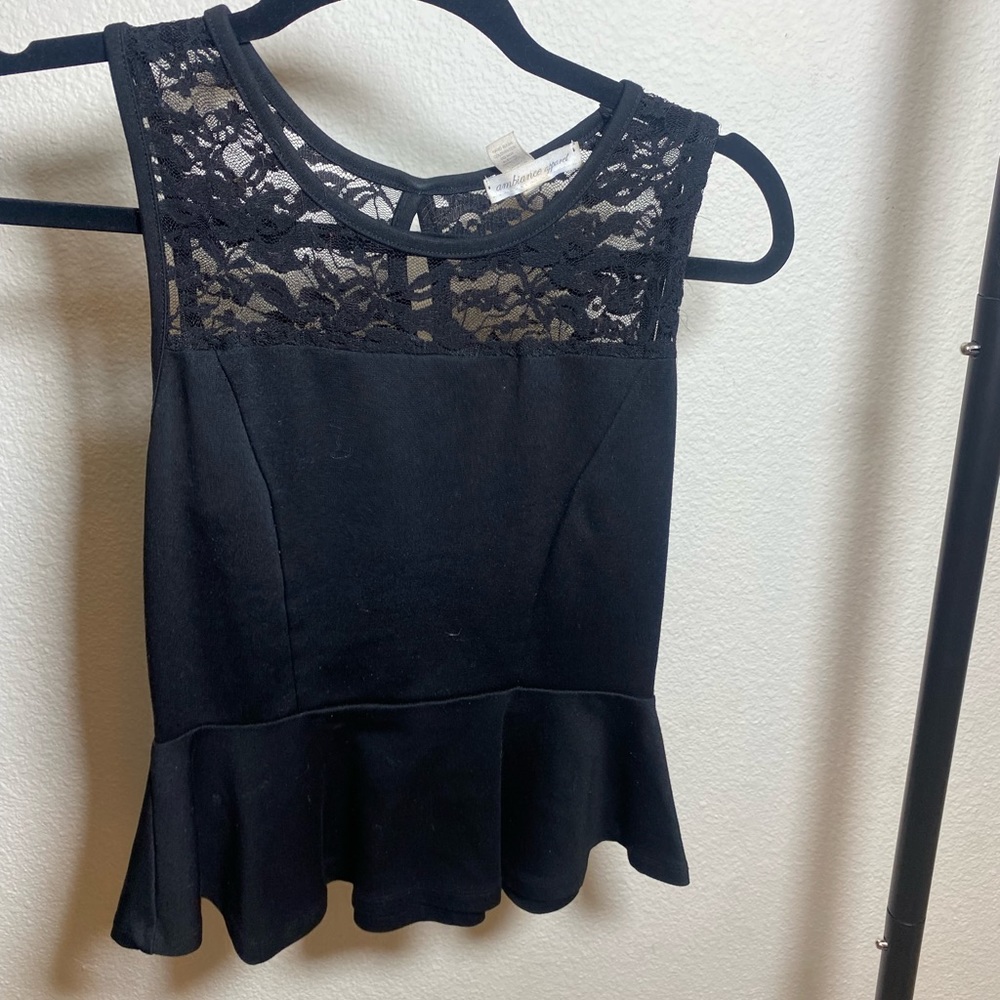 Black lace peplum top